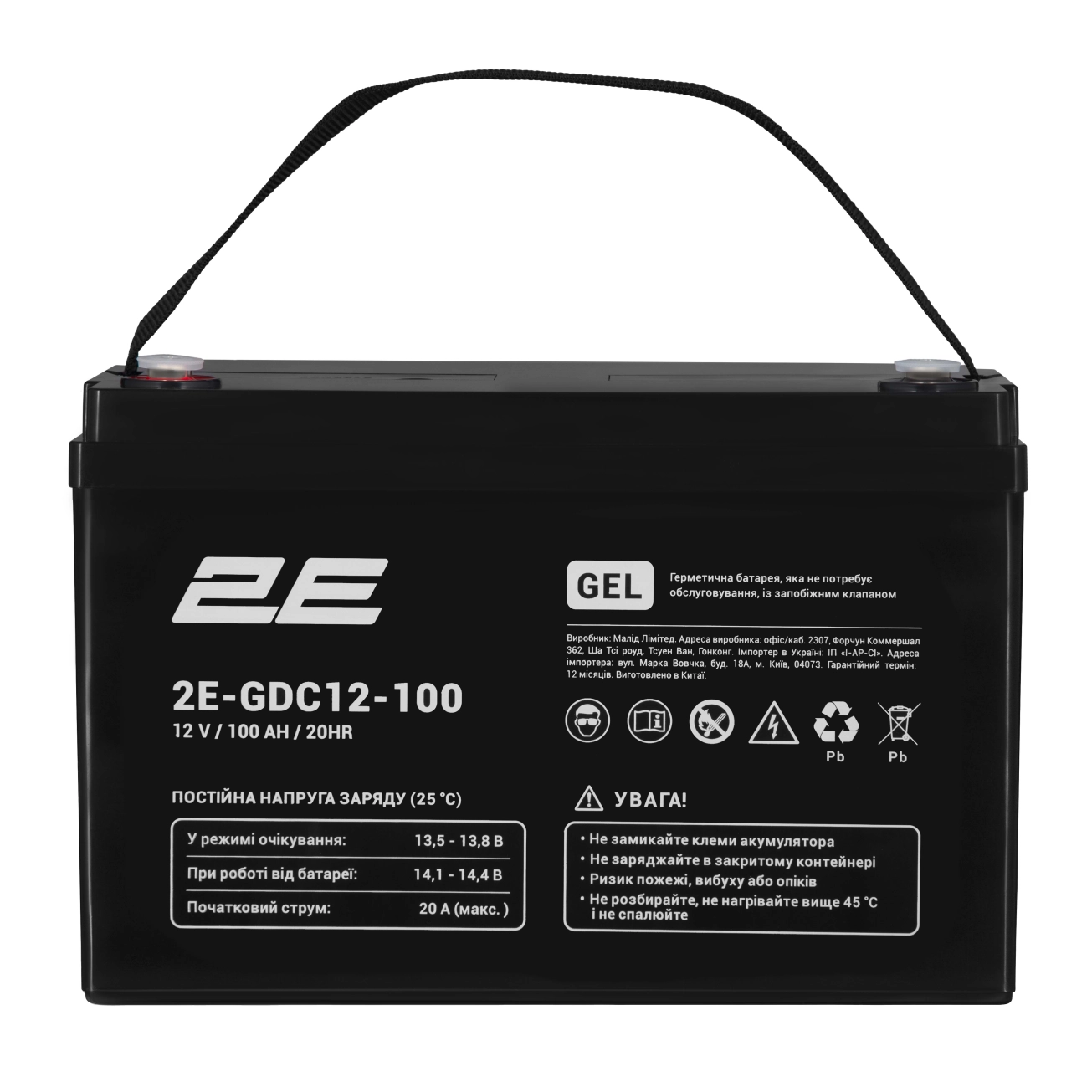 Акумуляторна батарея 2E GDC, 12В, 100А•год, GEL Фото - 1
