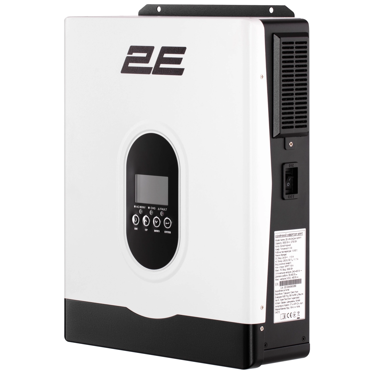 Інвертор сонячний автономний  2E VM-3K24H 3000VA/2700W, 24V, Hi-Voltage MPPT Фото - 1
