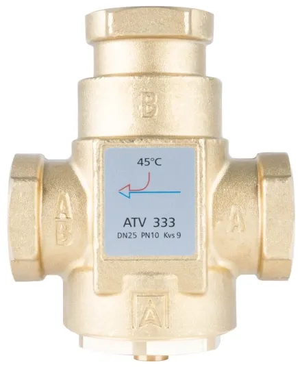 Термічний клапан AFRISO ATV 333, DN25, Rp 1", Kvs 9, номінальна температура 45 C (1633310)