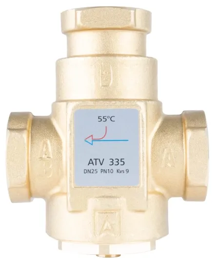 Термічний клапан AFRISO ATV 335, DN25, Rp 1", Kvs 9, номінальна температура 55 C (1633510)