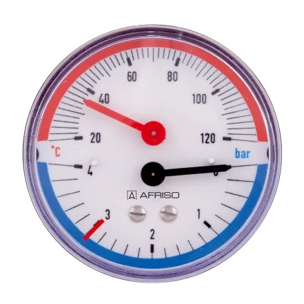 Термоманометр AFRISO ТМ80 0-10 бар, 20-120 С акс.(63343)