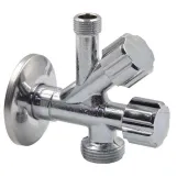 Кран подвійний кутовий для сантехприладів  Ø1/2" х 3/8" х 3/4"  VA Albertoni (D902594)