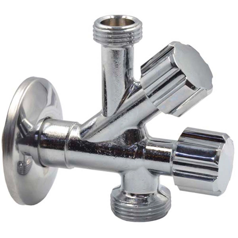 Кран двойной угловой для сантехприборов Ø1/2" х 1/2" х 3/4"  VA Albertoni (D902694)