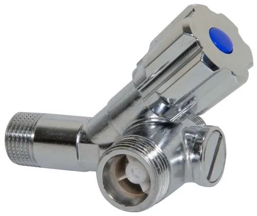 Кран с фильтром и обратным клапаном двойной угловой Ø1/2" х 3/8" х 3/4"  VA Albertoni (D912285SD)