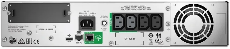 Джерело безперебійного живлення APC Smart-UPS 1500VA/1000W, RM 2U, LCD, USB, SmartConnect, 4xC13 Фото - 2