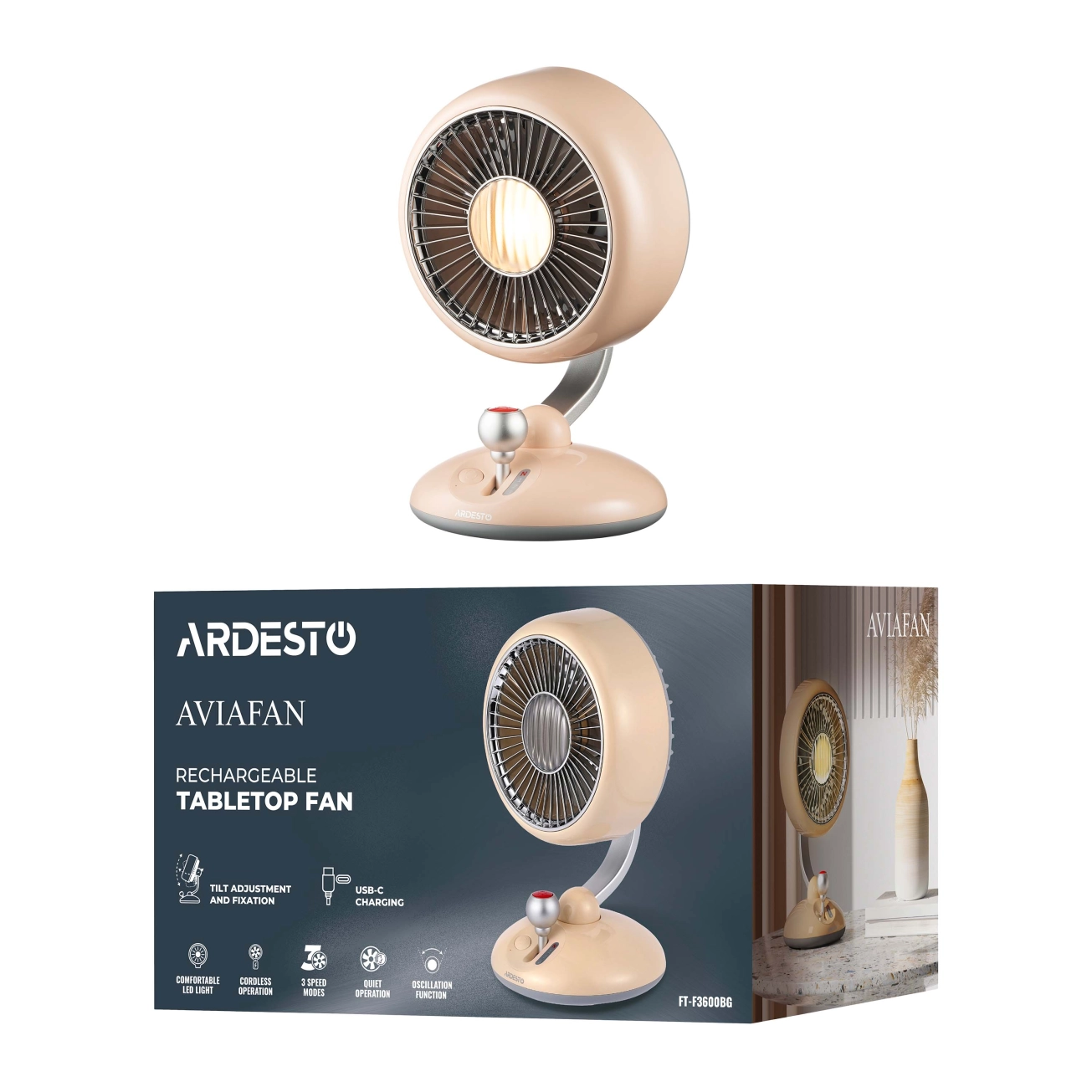 Вентилятор ARDESTO AviaFan FT-F3600BG настільний Фото - 7