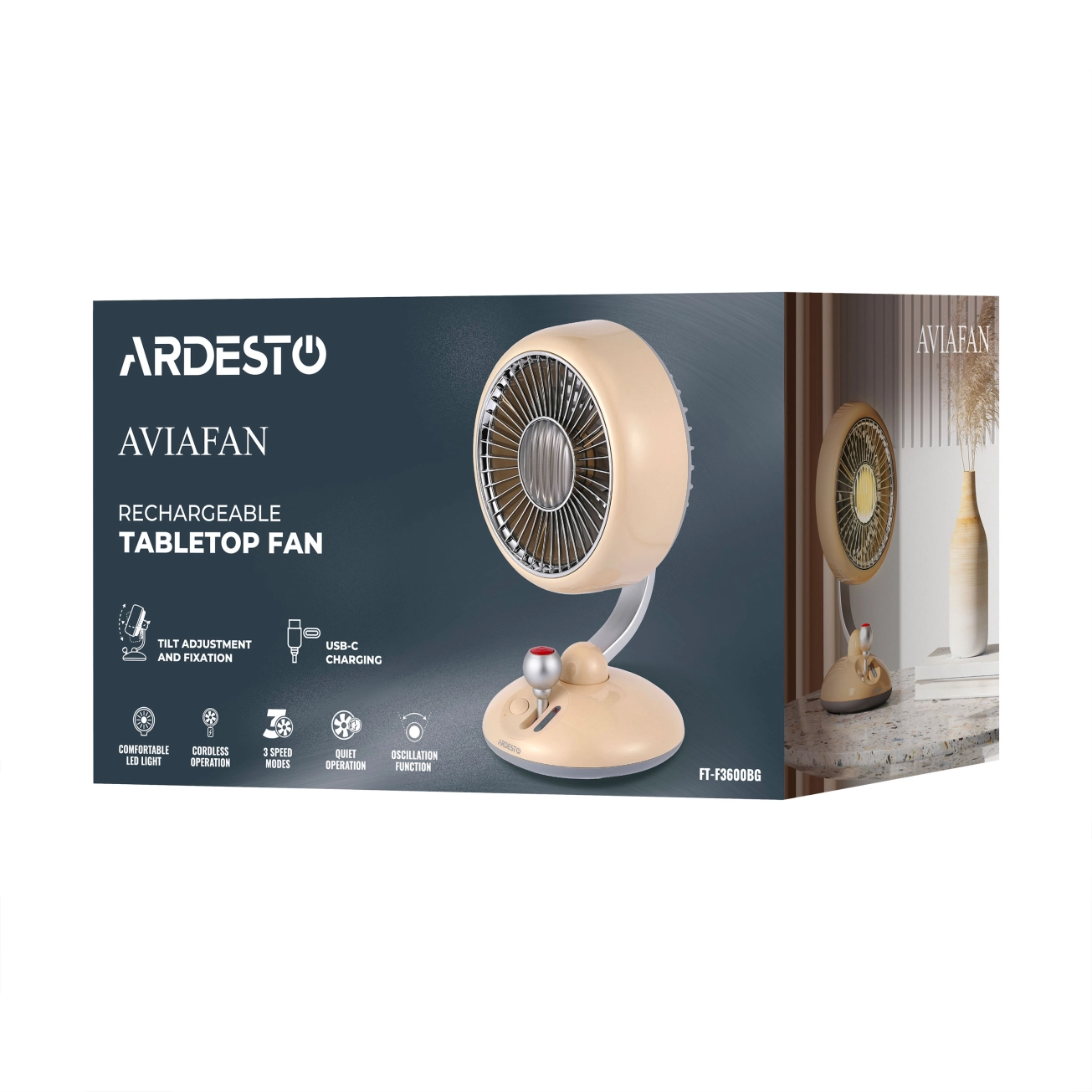 Вентилятор ARDESTO AviaFan FT-F3600BG настільний Фото - 8