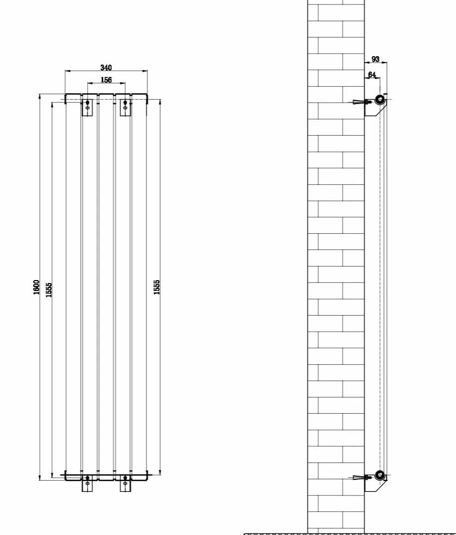 Вертикальный дизайнерский радиатор отопления ARTTIDESIGN Livorno 5/1600/340/50 белый матовый Фото - 3