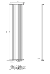 Вертикальный дизайнерский радиатор отопления ARTTIDESIGN Pesaro 10/1800/360/50 черный матовый Фото - 1