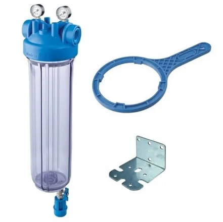 Фильтр-колба Atlas Filtri DP BIG S M TS Ø1" IN (пластик) 20" 45°C 8,3 bar +2 манометра 