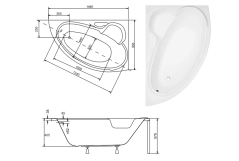 Ванна акриловая BESCO BIANKA 150х95 правая без обудови (соло) с отверстиями под ручки / без ручек Фото - 2