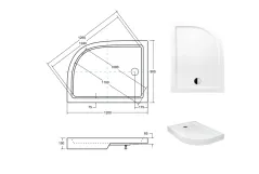 Піддон півкруглий BESCO SATURN L лівий 120х90х4/15 см + ноги Фото - 2