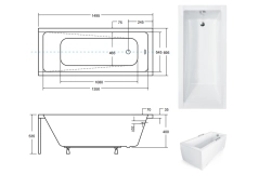 Ванна акрилова BESCO MODERN 150x70 (соло) без ніг Фото - 3