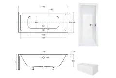 Ванна акриловая BESCO QUADRO 180х80 без ног и ручек / БЕЗ отверстий под ручки Фото - 3