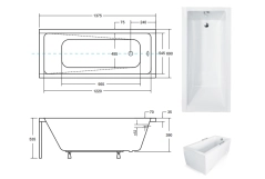 Ванна акриловая BESCO MODERN 140x70 (соло) без ног Фото - 3