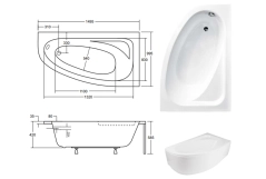 Ванна акрилова BESCO CORNEA 150х100 Права (соло) без ніг Фото - 2