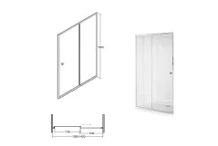 Душевые двери BESCO Duo slide 140x195 профиль хромированный блестящий, стекло прозрачное Фото - 2