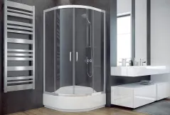 Кабіна півкругла BESCO MODERN 90x90x165 універсальна: скло grigio, профіль хромований