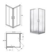 Кабина квадратная BESCO MODERN 90x90x185 стекло mrozone, профиль хромированный Фото - 2