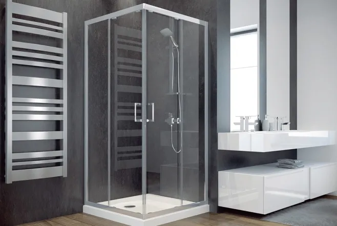 Кабина квадратная BESCO MODERN 90x90x185 стекло mrozone, профиль хромированный
