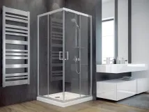 Кабіна квадратна BESCO MODERN 90x90x185 універсальна: скло прозоре, профіль хромований