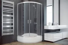 Кабіна півкругла BESCO MODERN 90x90x165 універсальна: скло mrozone, профіль хромований