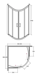 Кабіна півкругла BESCO MODERN 90x90x185 універсальна: скло grigio, профіль хромований Фото - 1