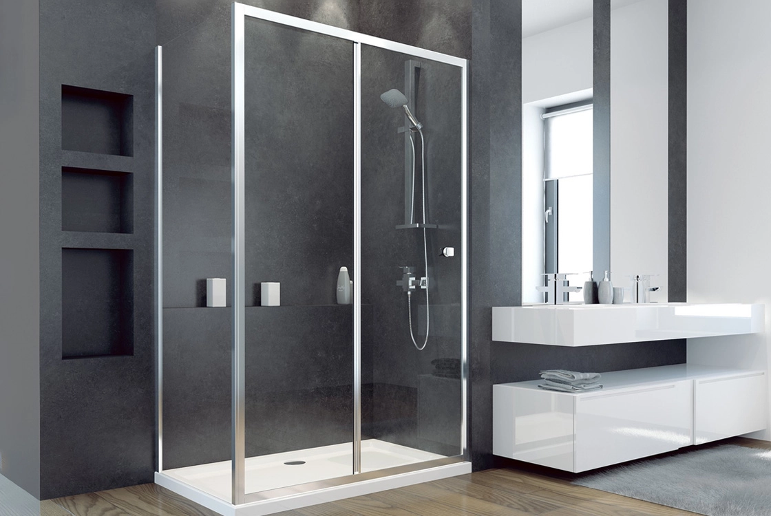 Панель бокова BESCO Duo slide 90x195 профіль хромований блискучий, скло прозоре