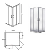 Кабіна квадратна BESCO MODERN 90x90x185 універсальна: скло grigio, профіль хромований Фото - 1