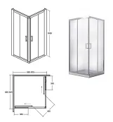 Кабина квадратная BESCO MODERN 90x90x185 универсальная: стекло grigio, профиль хромированный Фото - 1