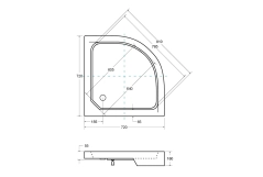 Поддон полукруглый BESCO ALEX 70х70х4/16 см + ноги Фото - 2