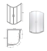 Кабіна асиметрична BESCO MODERN 100x80x185 універсальна: скло mrozone, профіль хромований Фото - 1