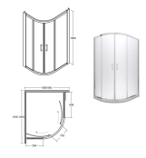Кабина асимметричная BESCO MODERN 120x90x185 универсальная: стекло прозрачное, профиль хромированный Фото - 1