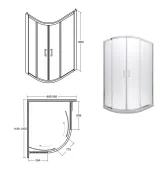 Кабіна асиметрична BESCO MODERN 120x90x185 універсальна: скло прозоре, профіль хромований Фото - 1