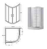 Кабина полукруглая BESCO MODERN 90x90x165 универсальная: стекло прозрачное, профиль хромированный Фото - 1
