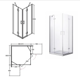 Кабина квадратная BESCO VIVA 90x90x195 L/P, стекло прозрачное, профиль хромированный Фото - 1