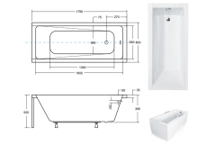 Ванна акрилова BESCO MODERN 180x80  (соло) без ніг Фото - 3