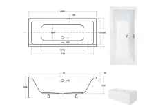 Ванна акриловая BESCO QUADRO 190х90 без ног, БЕЗ отверстий под ручки, без ручек Фото - 4