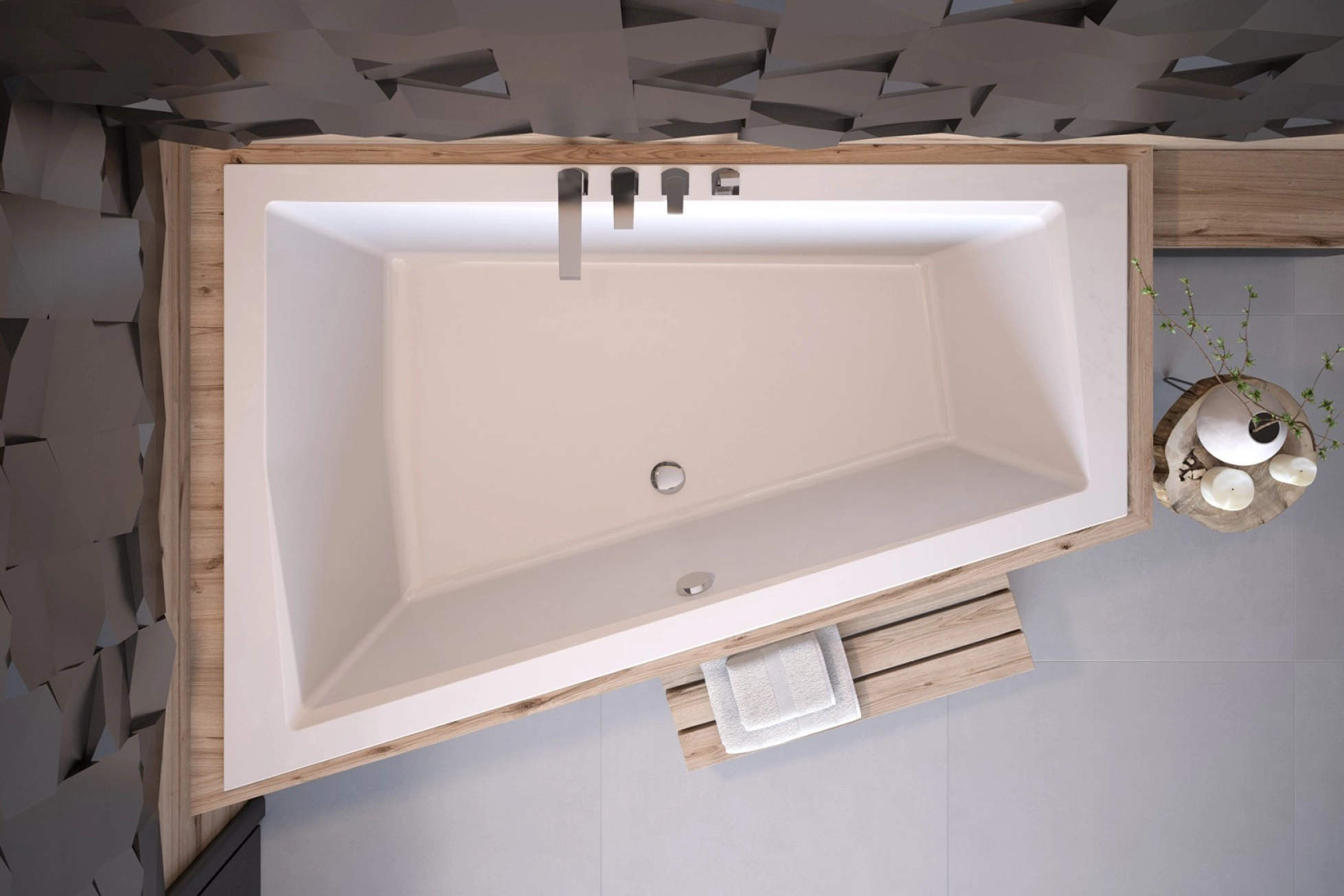 Ванна акрилова BESCO INTIMA DUO 170x125 Ліва (соло) без ніг Фото - 3