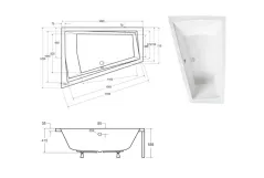 Ванна акриловая BESCO INTIMA DUO 170x125 Левая (соло) без ног Фото - 4