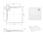 Піддон квадратний BESCO ACRO UltraSlim 90х90x2/3.5 білий Фото - 3