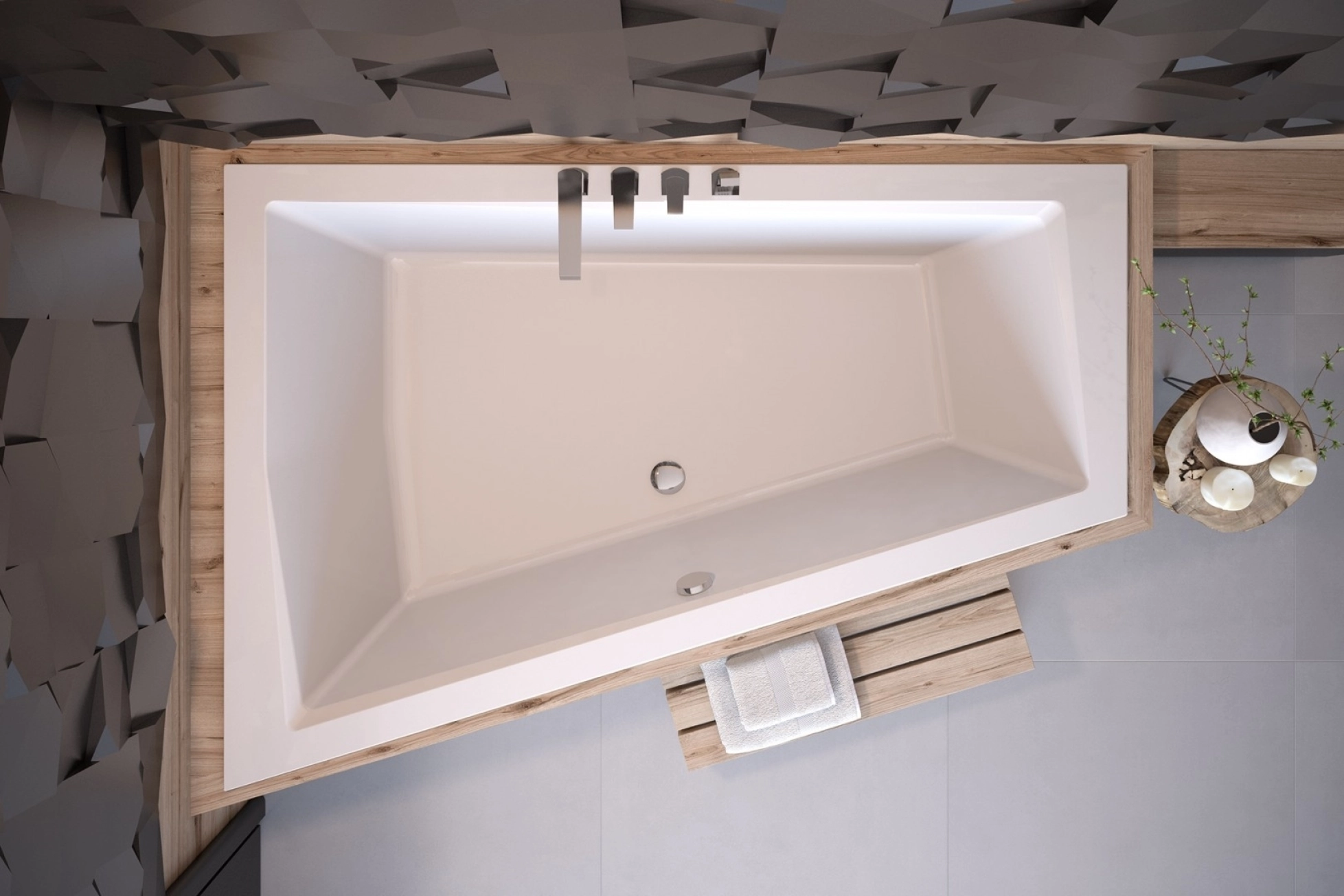 Ванна акрилова BESCO INTIMA DUO 180x125 Ліва (соло) без ніг Фото - 2