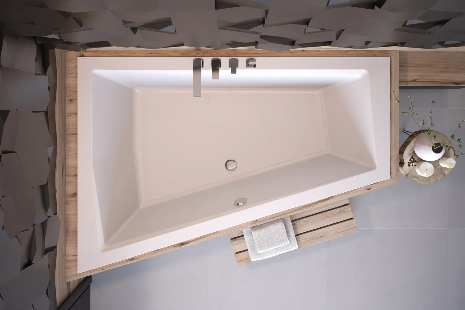 Ванна акриловая BESCO INTIMA DUO 180x125 Левая (соло) без ног Фото - 2