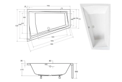 Ванна акрилова BESCO INTIMA DUO 180x125 Ліва (соло) без ніг Фото - 4