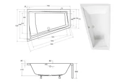 Ванна акриловая BESCO INTIMA DUO 180x125 Левая (соло) без ног Фото - 4