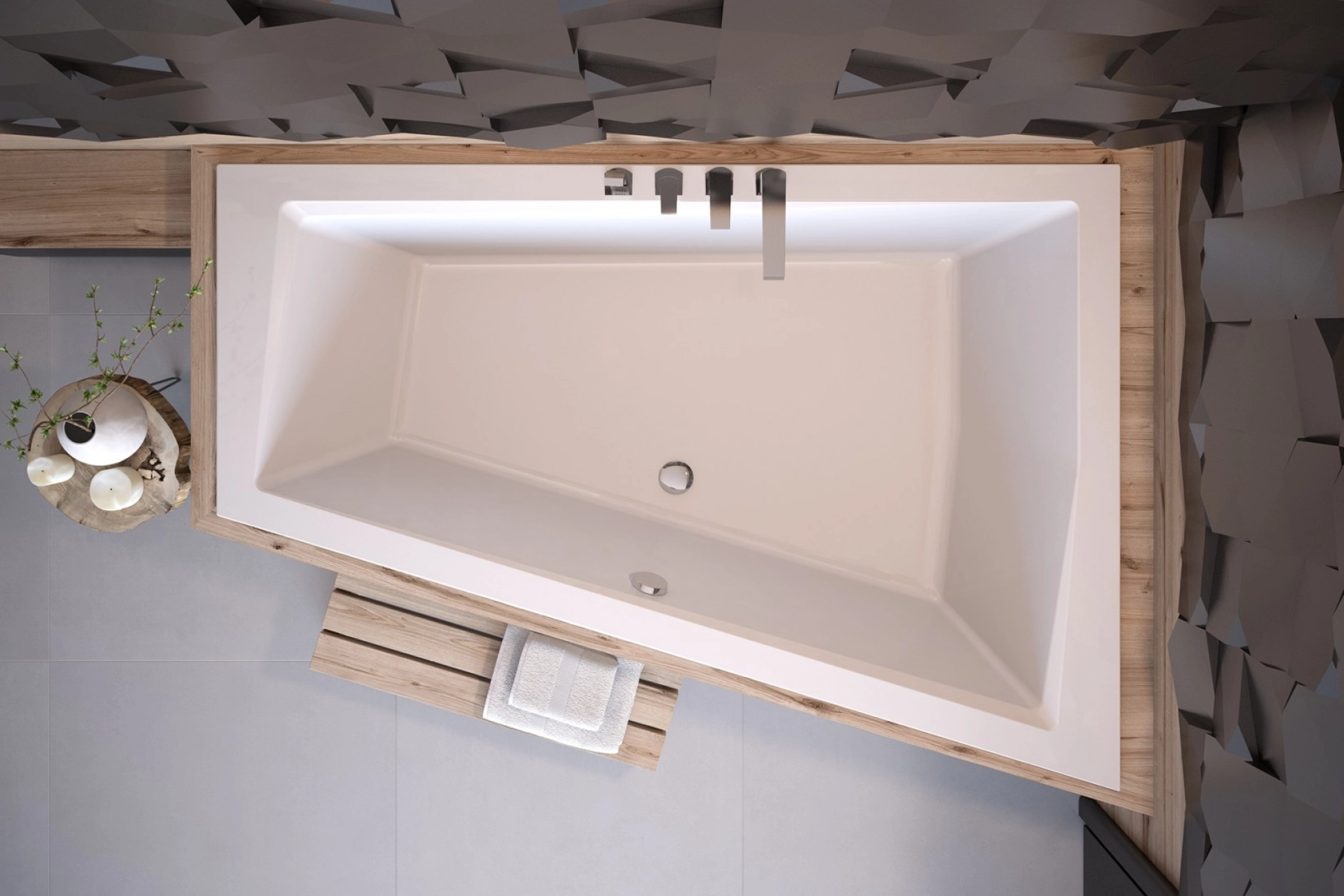 Ванна акрилова BESCO INTIMA DUO 180x125 Права (соло) без ніг Фото - 2