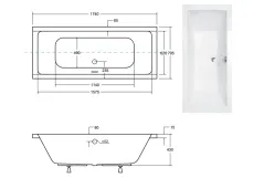 Ванна акриловая BESCO QUADRO SLIM 175х80 без ног, БЕЗ отверстий под ручки, без ручек Фото - 2