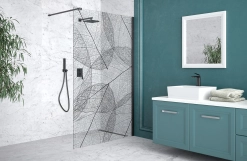 Кабіна BESCO Walk-in Leafy 120x200 скло з візерунком Фото - 1
