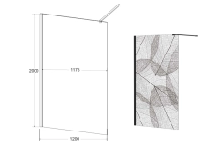 Кабіна BESCO Walk-in Leafy 120x200 скло з візерунком Фото - 2
