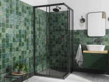 Кабіна квадратна BESCO MODERN 90x90x190 скло прозоре, проф. чорний мат Фото - 1